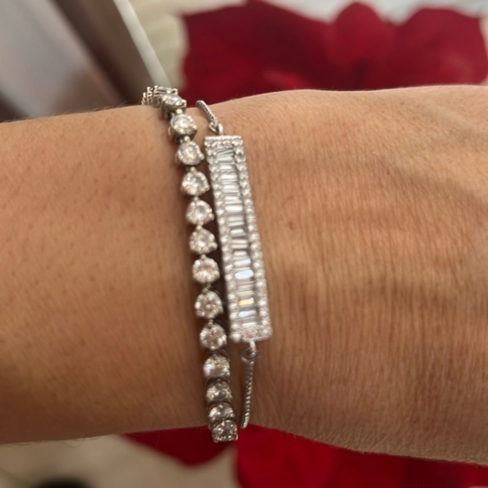 New Stainless Steel Designer look Bracelet Adjustable with clear cz stones